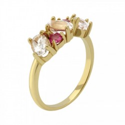 Anillo fancy con piedras naturales en 14K