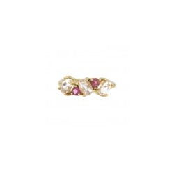 Anillo fancy con piedras naturales en 14K