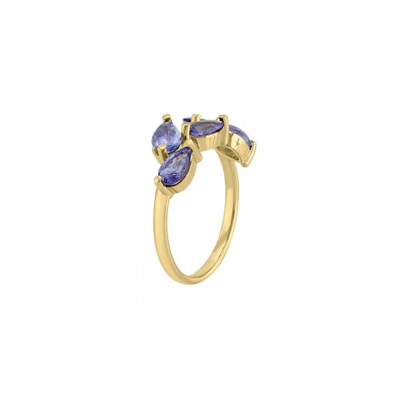 Anillo fancy de Tanzanita en oro amarillo 14K