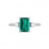 Anillo fancy Esmeralda en oro blanco d 14k