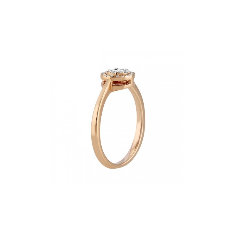 Anillo solitario en oro rosa de 14K