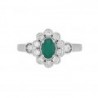 Anillo de Esmeralda natural oval en oro blanco