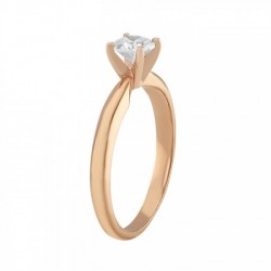 Anillo solitario en oro rosa de 14K