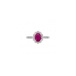 Anillo fancy en oro blanco con Rubí oval natural