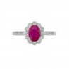 Anillo fancy en oro blanco con Rubí oval natural