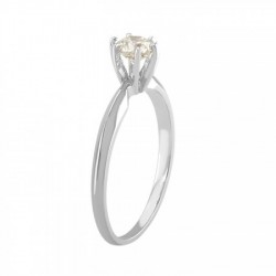 Anillo solitario oro blanco de 14K