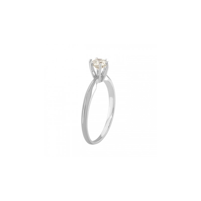 Anillo solitario oro blanco de 14K