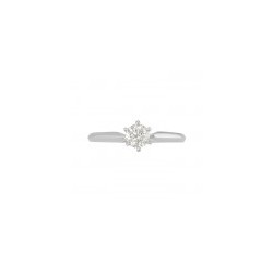 Anillo solitario oro blanco de 14K