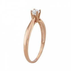 Anillo solitario en oro rosa de 14K