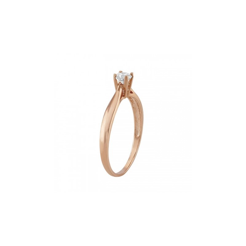 Anillo solitario en oro rosa de 14K