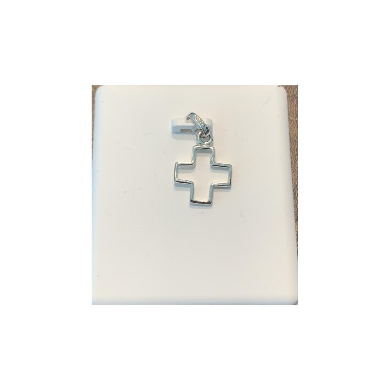 Dije cruz en oro blanco 14K