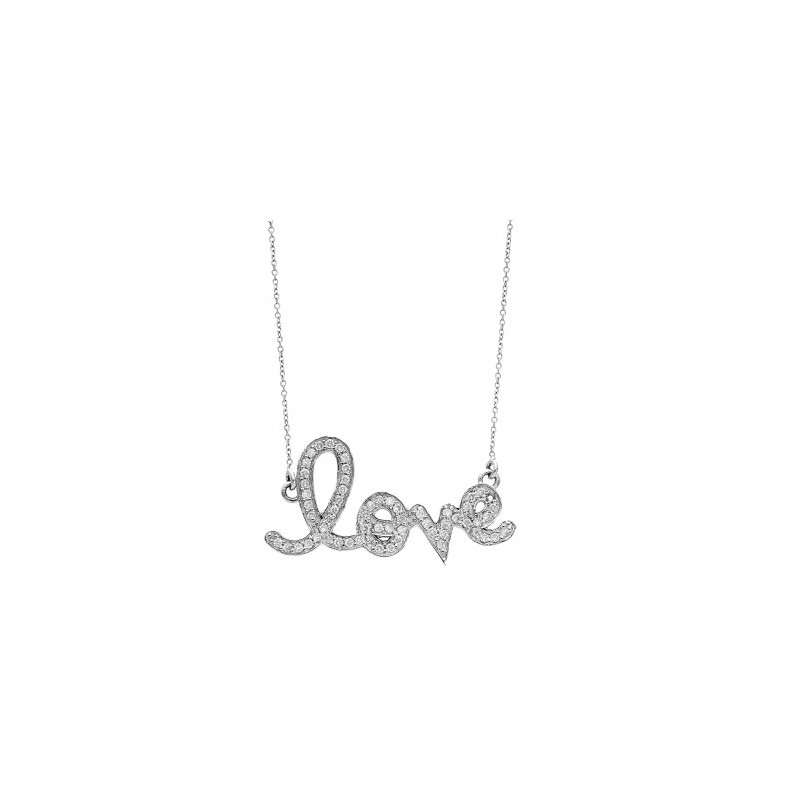 Gargantilla LOVE en oro blanco de 14K