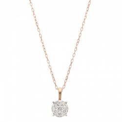 Gargantilla en oro rosa con dije de diamantes 0.36 ct