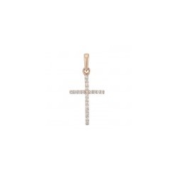 Dije de diamantes en forma cruz 14k