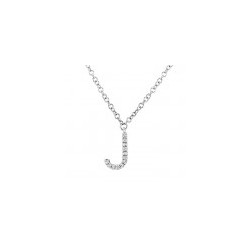 Gargantilla en oro blanco con inicial "j" de diamantes