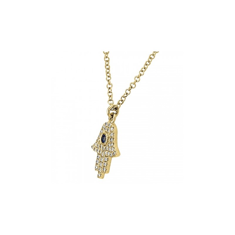 Gargantilla en oro amarillo con dije mano de Fátima