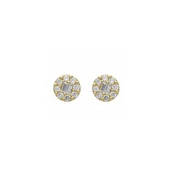 Aretes de diamantes en corte baguette y redondo de 0.62 ct