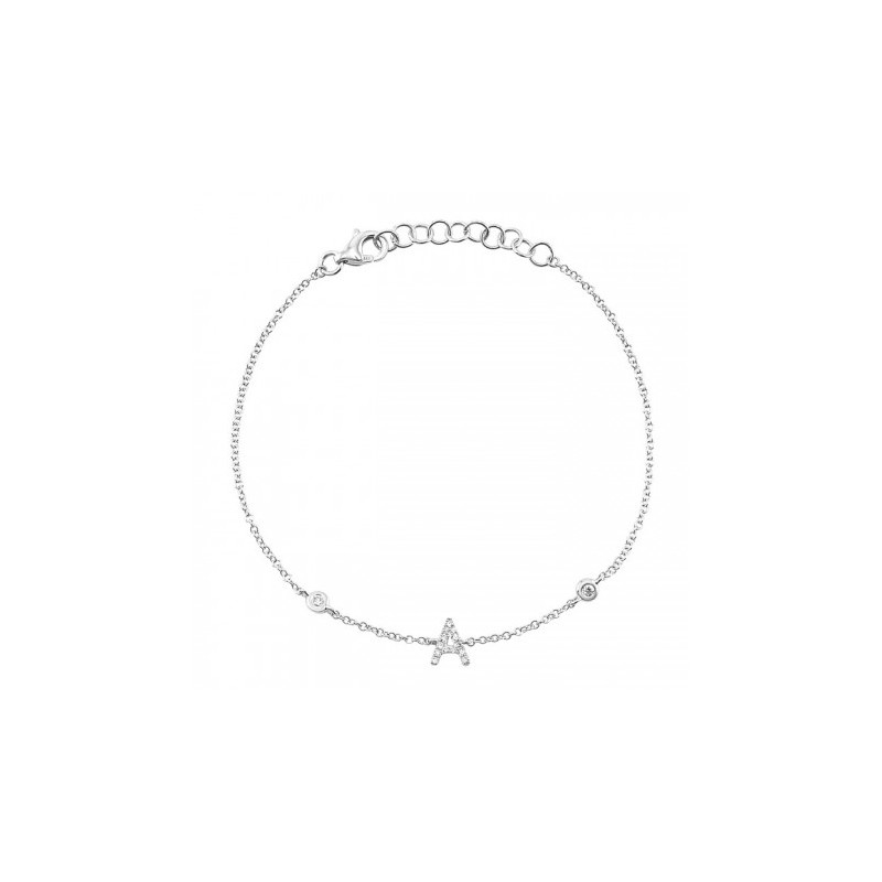 Pulso en oro blanco de 14k con inicial "A"