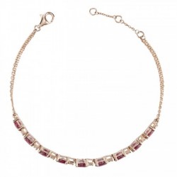 Brazalete en oro rosa de 14k con rubis