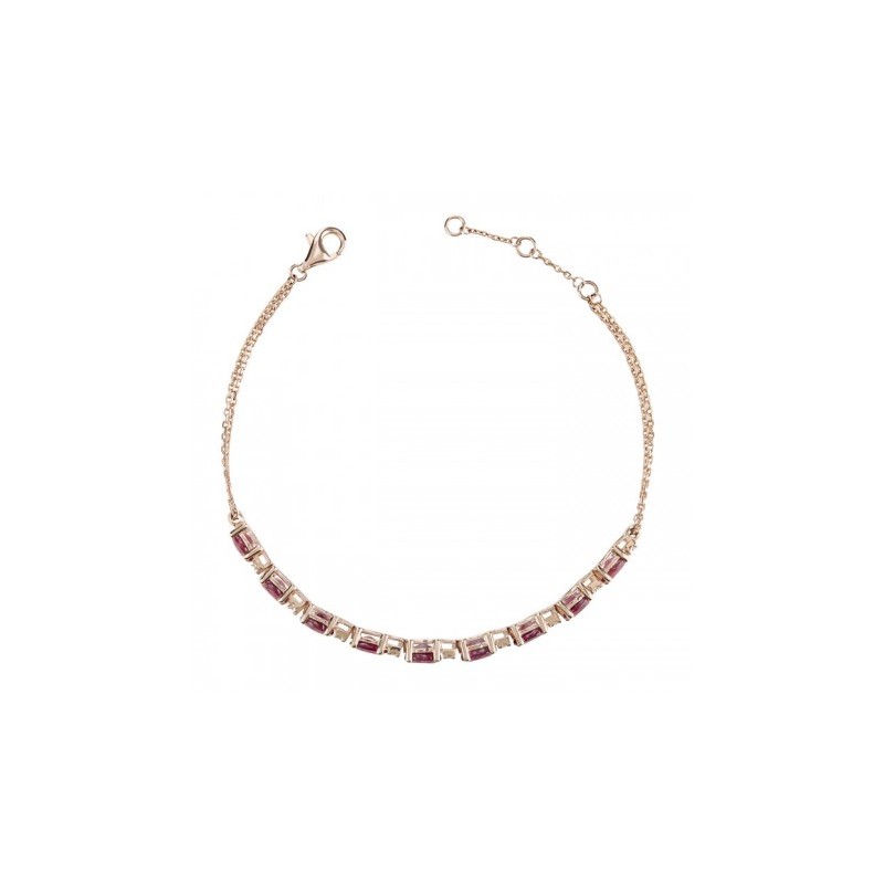 Brazalete en oro rosa de 14k con rubis
