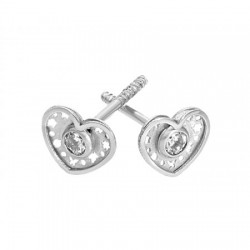 Broqueles de corazón con diamantes en 14K