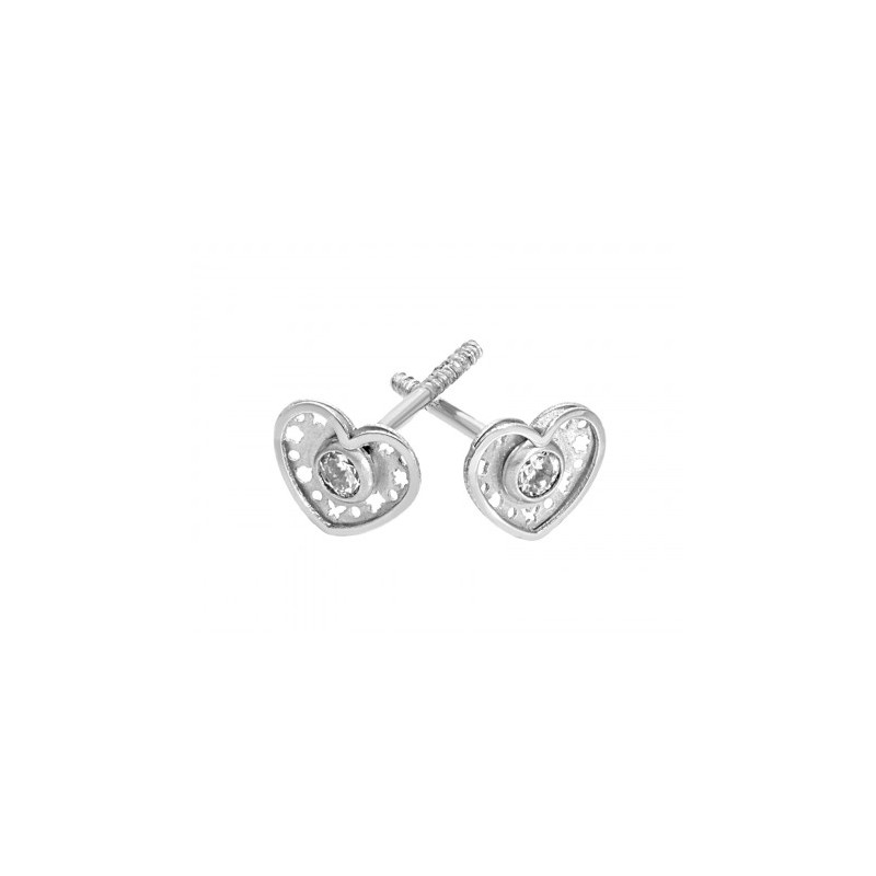 Broqueles de corazón con diamantes en 14K