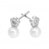 Broqueles para niña con perla 3.8 mm y diamante de 0.02 ct