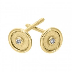 Broquel en Oro Amarillo de 14K con diamantes de 0.02 ct