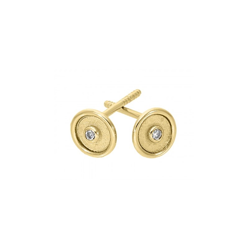 Broquel en Oro Amarillo de 14K con diamantes de 0.02 ct