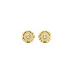 Broquel en Oro Amarillo de 14K con diamantes de 0.02 ct
