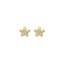 Novedad de aretes Infantil estrellitas con diamantes en 14K