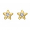 Novedad de aretes Infantil estrellitas con diamantes en 14K
