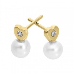 Broqueles para bebé de 14K y una bella perla