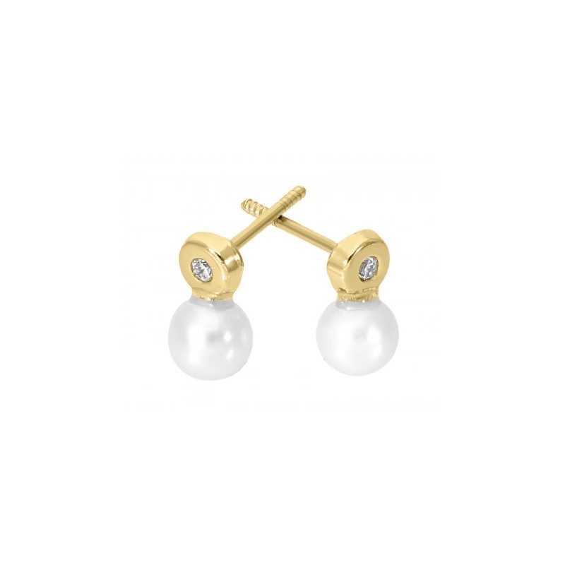 Broquel en Oro Amarillo con perlas naturales de 3.8 mm en 14K