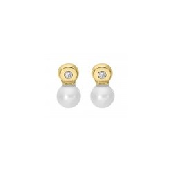 Broquel en Oro Amarillo con perlas naturales de 3.8 mm en 14K