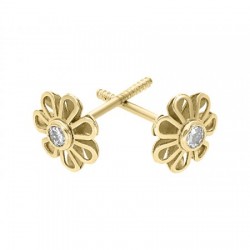 Broqueles de floresita con diamantes 0.06 ct