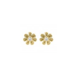 Broqueles de floresita con diamantes 0.06 ct