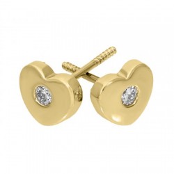 Pequeños aretes de corazón con diamantes de 14K