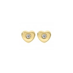 Pequeños aretes de corazón con diamantes de 14K