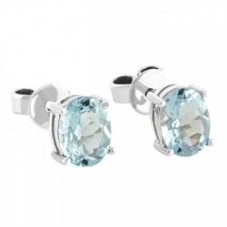 Aretes con piedras Acqua Marina en 14K