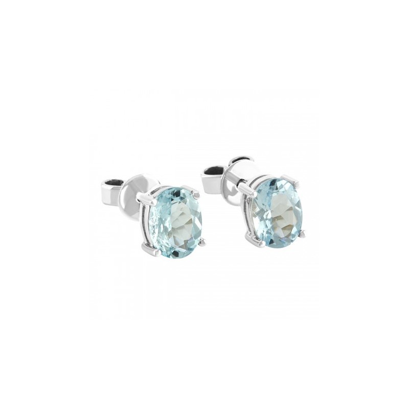 Aretes con piedras Acqua Marina en 14K