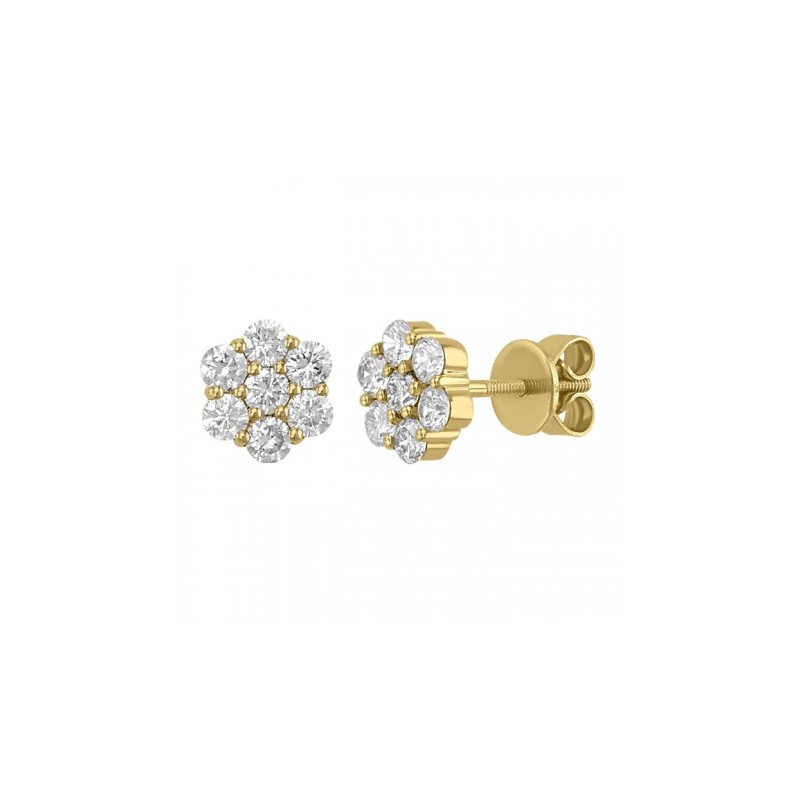 Aretes rosetta de diamantes en 14K