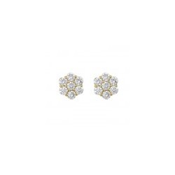 Aretes rosetta de diamantes en 14K