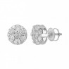 Aretes roseta de diamantes en oro blanco 14K