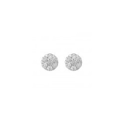 Aretes roseta de diamantes en oro blanco 14K