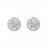 Aretes roseta de diamantes en oro blanco 14K