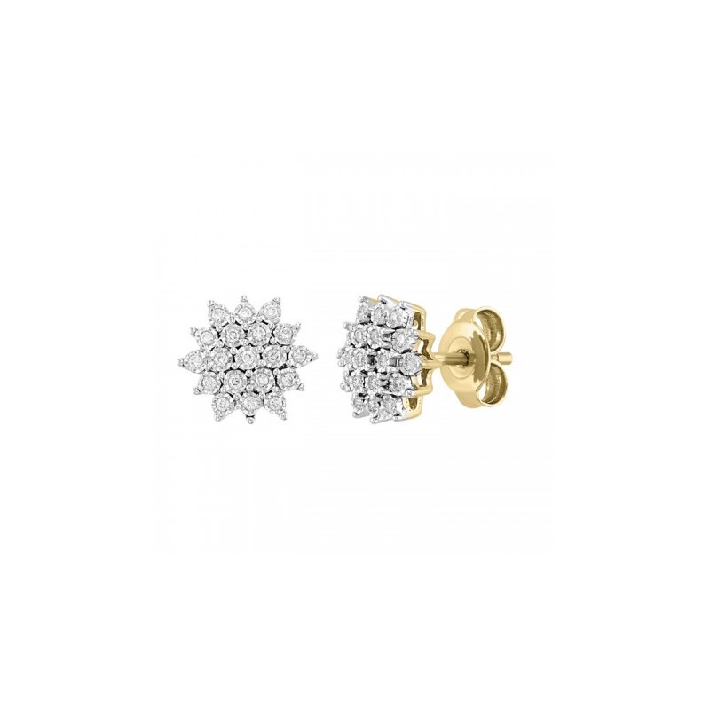 Aretes de lujo con Diamantes en oro amarillo de 14K