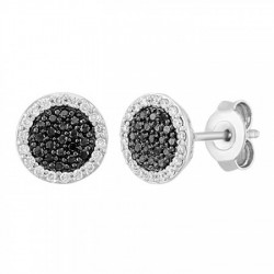 Aretes con diamantes negros en oro blanco 14K