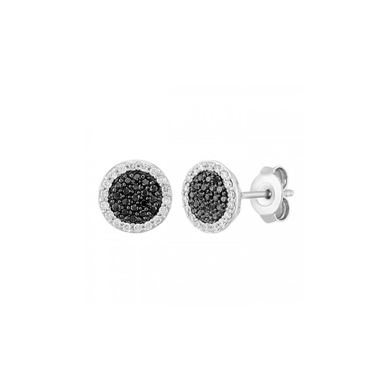 Aretes con diamantes negros en oro blanco 14K