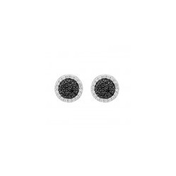 Aretes con diamantes negros en oro blanco 14K